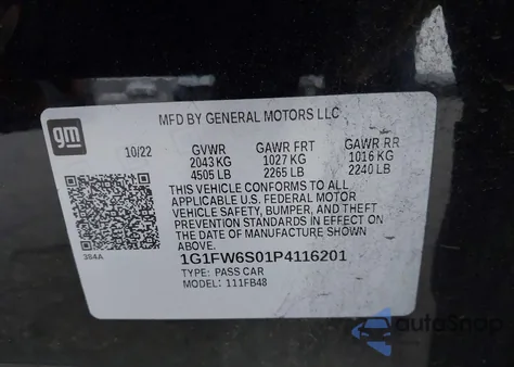 2023 Chevrolet Bolt Ev Fwd 1Lt from USA, damaged, VIN 1G1FW6S01P4116201